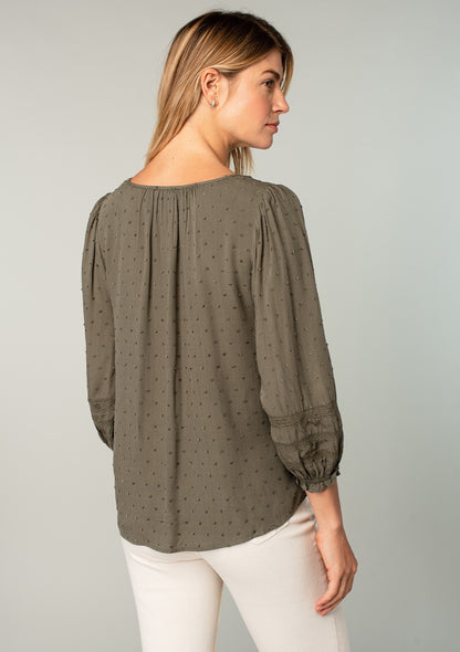 Hannah Olive LS Blouse