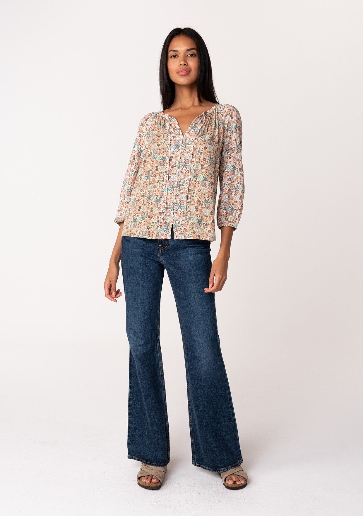 Cynthia Floral Button LS Blouse