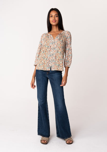 Cynthia Floral Button LS Blouse