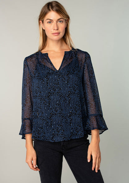 Midnight Blue LS Blouse