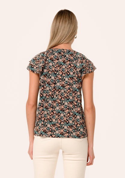 Rae Black Floral LS Blouse