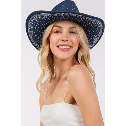 Kacey Dark Denim Rhinestone Cowgirl Hat