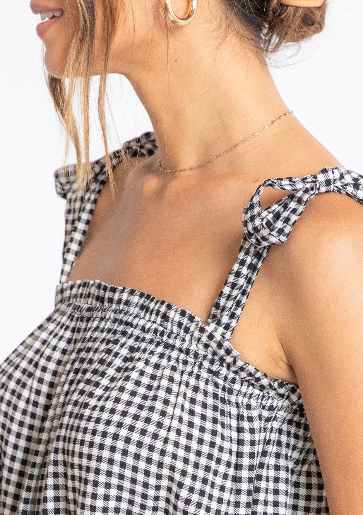 Black Gingham LS Blouse