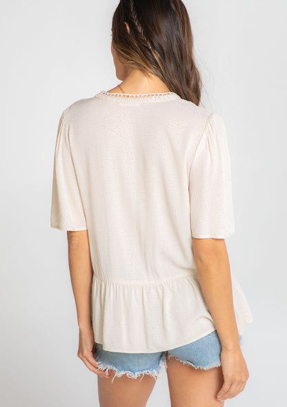 Vanilla Lattice LS Blouse