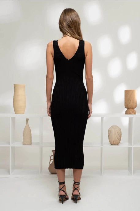 Sandra Black Knit Midi Dress
