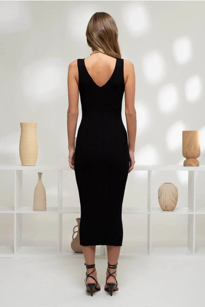 Sandra Black Knit Midi Dress