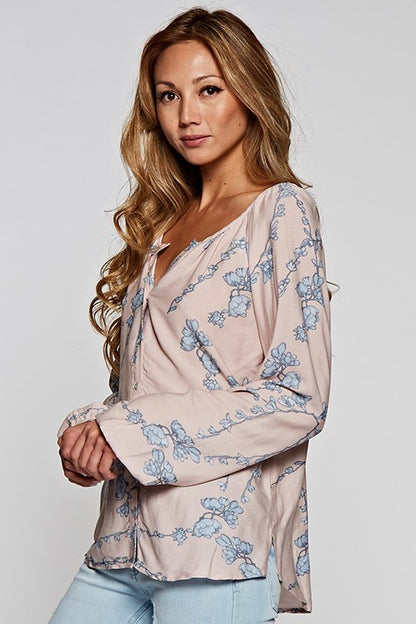 Vanessa Blush Floral LS Blouse