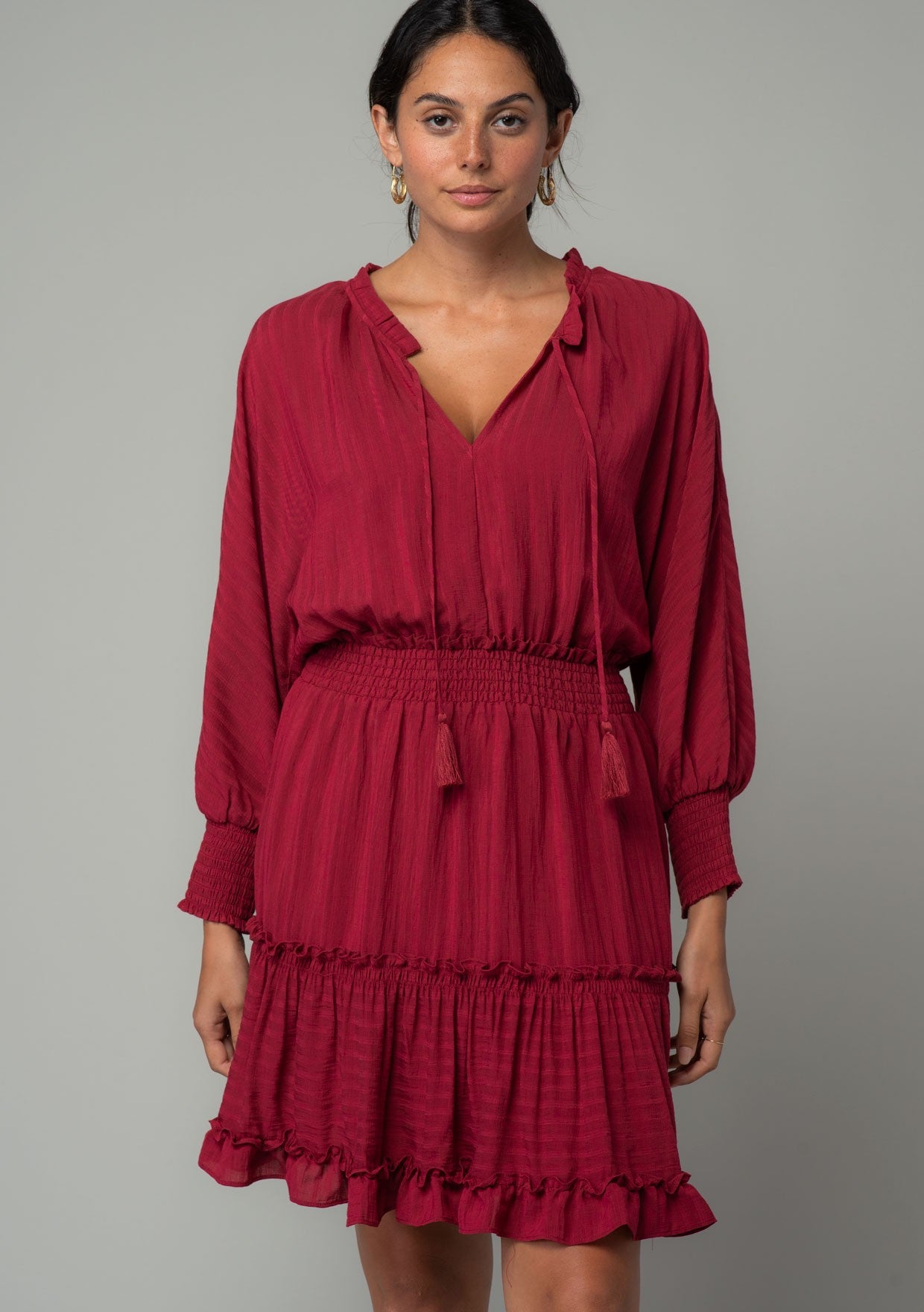 Gabriella Burgundy LS Dress