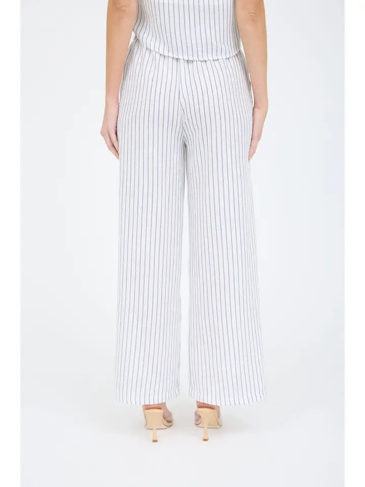 Candace Ivory Pinstripe Wide Leg Pants