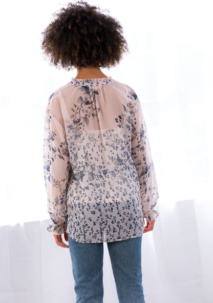 Sandy Floral Silk LS Blouse