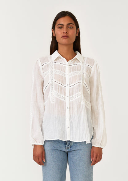 Hadley White LS Blouse