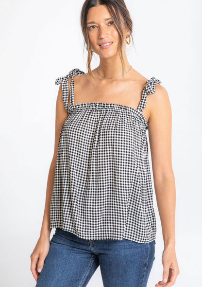 Black Gingham LS Blouse