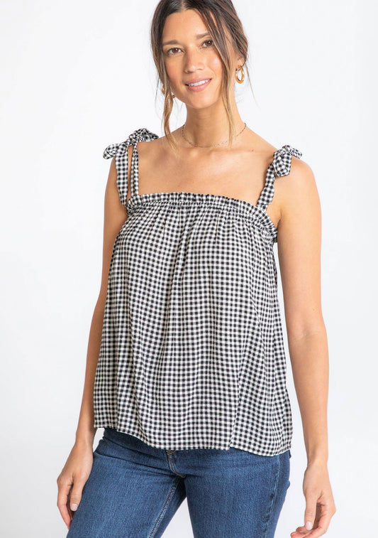 Black Gingham LS Blouse