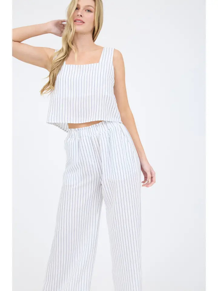 Candace Ivory Pinstripe Sleeveless Tank