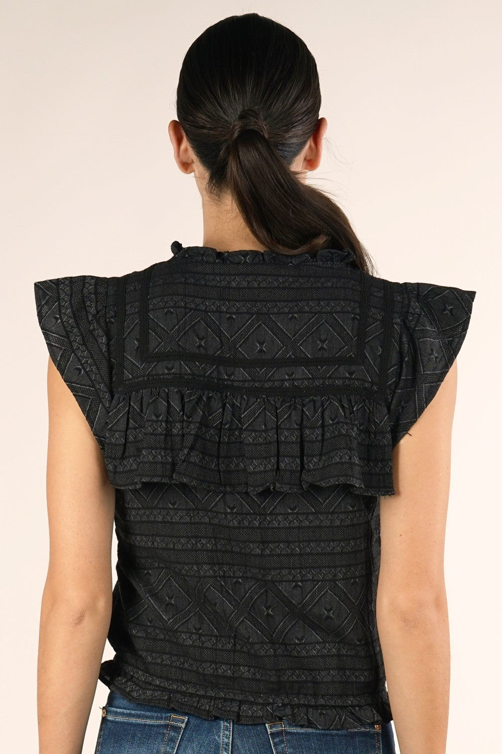 Chelsey Black Button Up LS Blouse