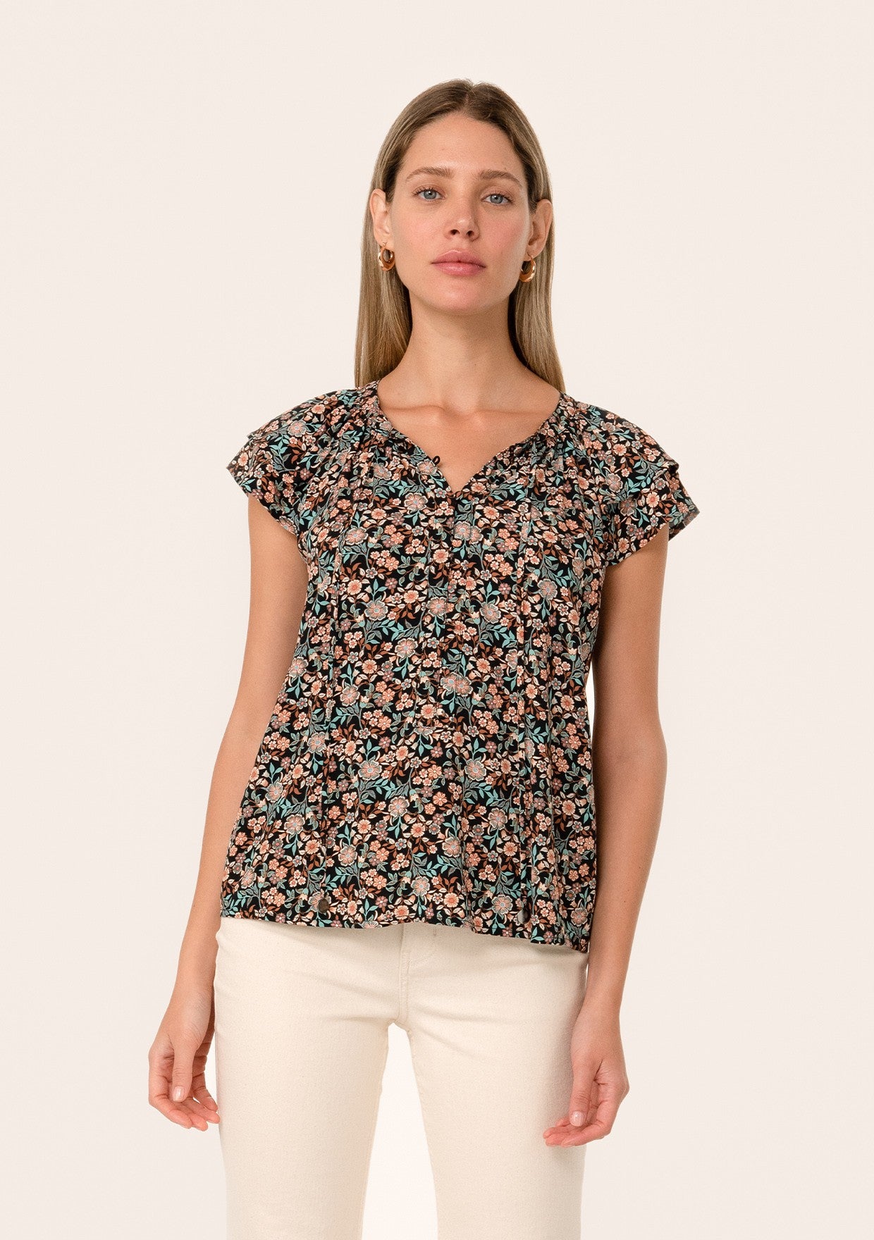 Rae Black Floral LS Blouse