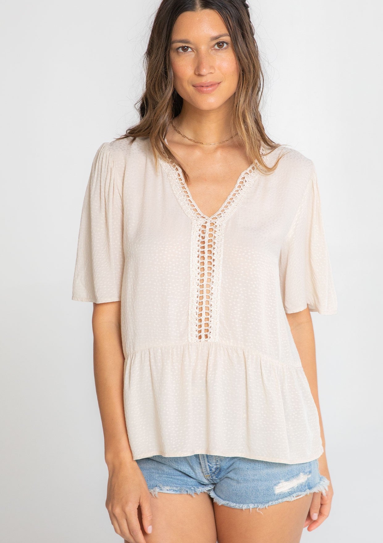 Vanilla Lattice LS Blouse