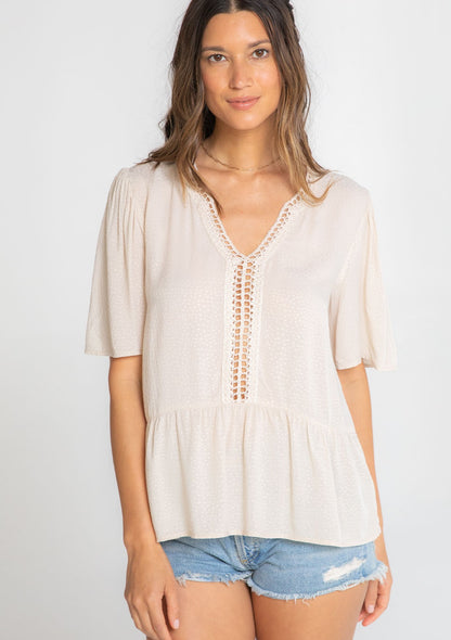 Vanilla Lattice LS Blouse