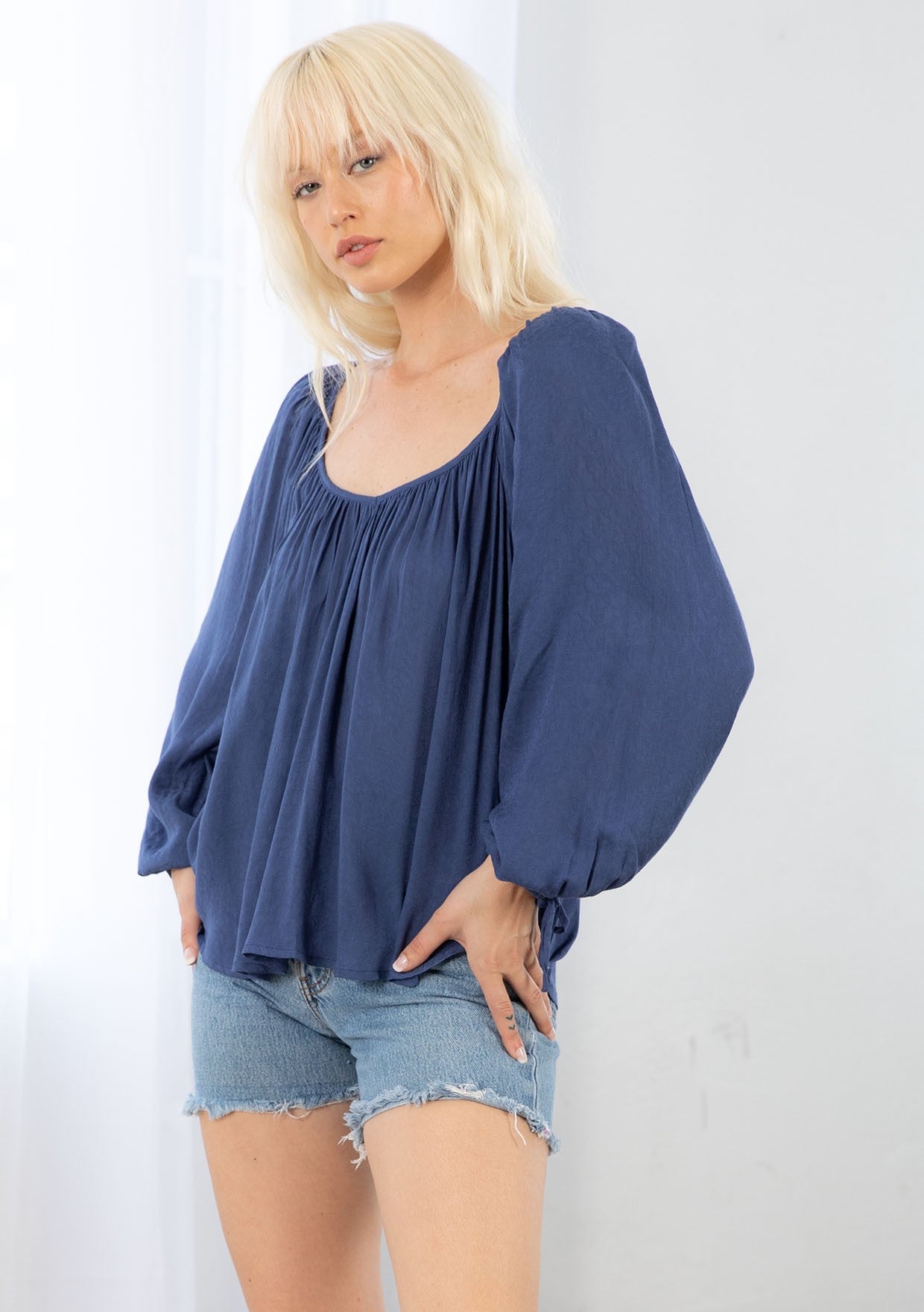 Ellen Navy LS Blouse