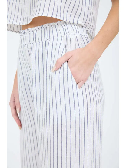 Candace Ivory Pinstripe Wide Leg Pants