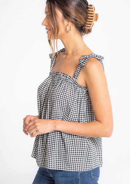 Black Gingham LS Blouse
