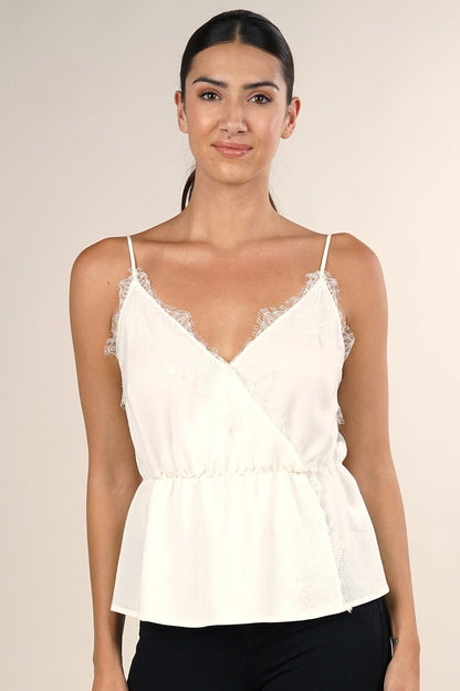 Danielle Lace Trim Ivory Camisole